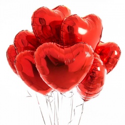 Set 7 baloane roșii cu heliu model inimă